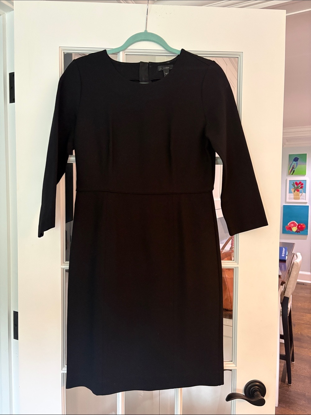 J. Crew Black Midi Sheath Dress with 3/4 Sleeves